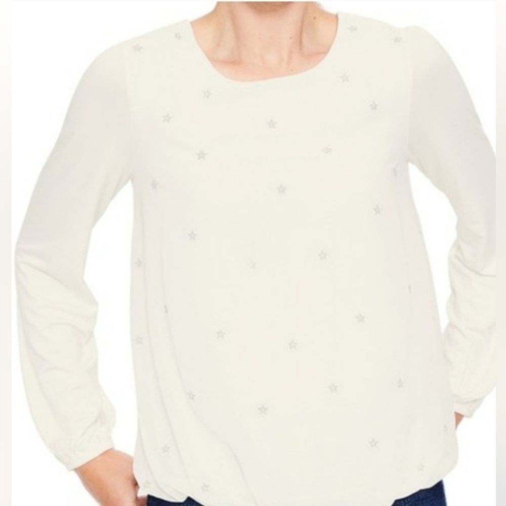 BODEN Tori Metallic Star Embroidered Detail long sleeve  Top size 6